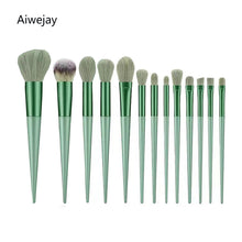 Load image into Gallery viewer, Aiwejay Brush Set Makeup Green 13 Pcs, Professional Make Up Brush Set with Face Brush, Makeup Brush Set with Eyeshadow Brush Eye Brush
