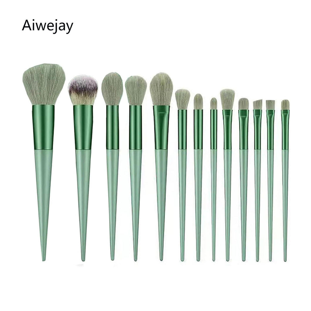 Aiwejay Brush Set Makeup Green 13 Pcs, Professional Make Up Brush Set with Face Brush, Makeup Brush Set with Eyeshadow Brush Eye Brush