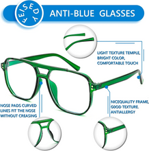 Load image into Gallery viewer, ADSEPU Blue Light Blocking Glasses Fake Nerd Clear Square Computer Lightweight Aviator Glasses Frame Oversized
